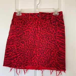 Leopard Denim Mini Skirt